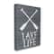 Stupell Industries Nautical Blue Lake Life Phrase Rustic Boat Oars Canvas Wall Art